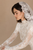 Semor Exquisite Lace High Neck Full Sleeve Wedding Dress Customized 2026 Trumpet Lace Applique Long Robe De Mariée Sweep Train