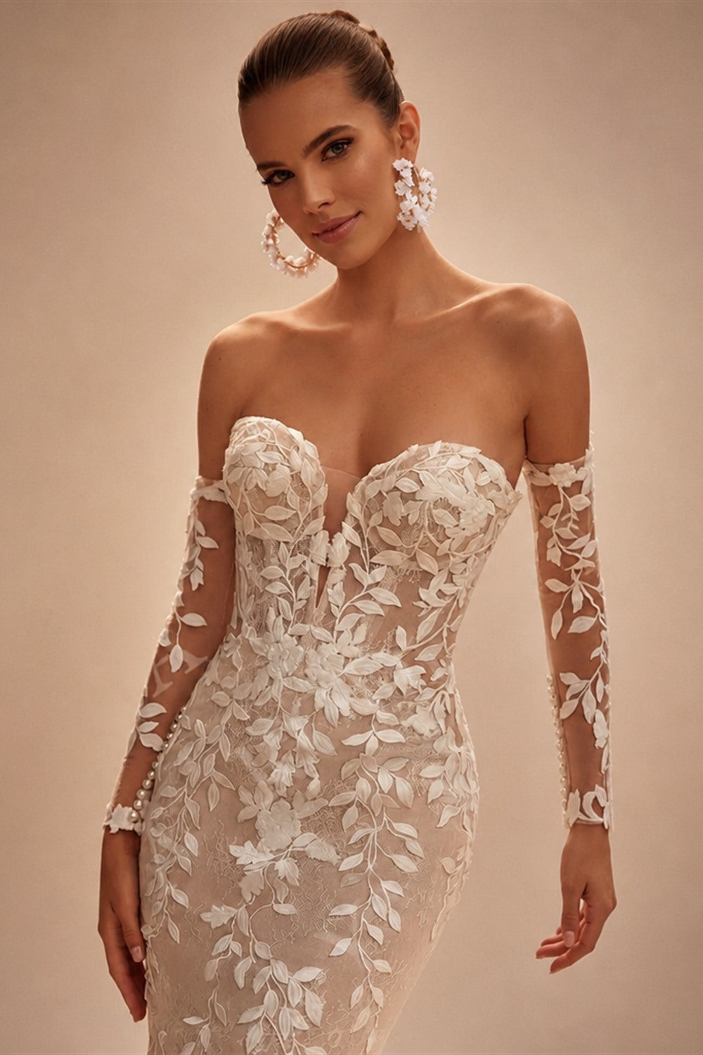 RODDRSYA Mermaid Long Sleeves Wedding Dresses Elegant Boho Off Shoulder Lace Applique Bridal Dress Customized Vestidos De Novia