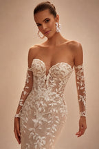 RODDRSYA Mermaid Long Sleeves Wedding Dresses Elegant Boho Off Shoulder Lace Applique Bridal Dress Customized Vestidos De Novia