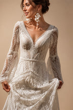robe mariee boheme Lace Long Sleeve Mermaid Wedding Dress 2025 Boho Customized Bridal Gown for Women vestidos de novia sirena