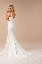 Customized Thin Straps Sweetheart Neckline Satin Mermaid Wedding Dress Sexy Zipper Back Floor Length Sweep Train Gown For Women
