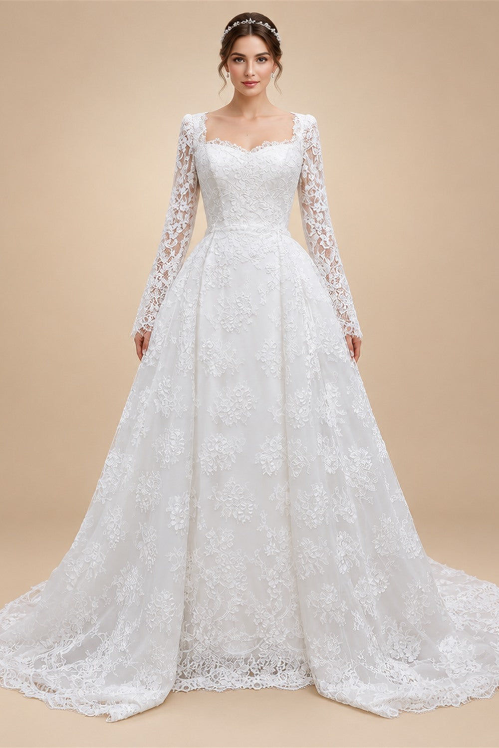 Luxury Lace Sweetheart Long Sleeve Wedding Dress ZP183