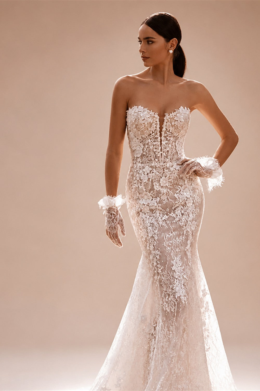 Sleeveless Mermaid Wedding Dress 2026 Sweetheart Lace Backless Bride Gown Princess BECHOYER RY147 Customized Vestido De Noiva