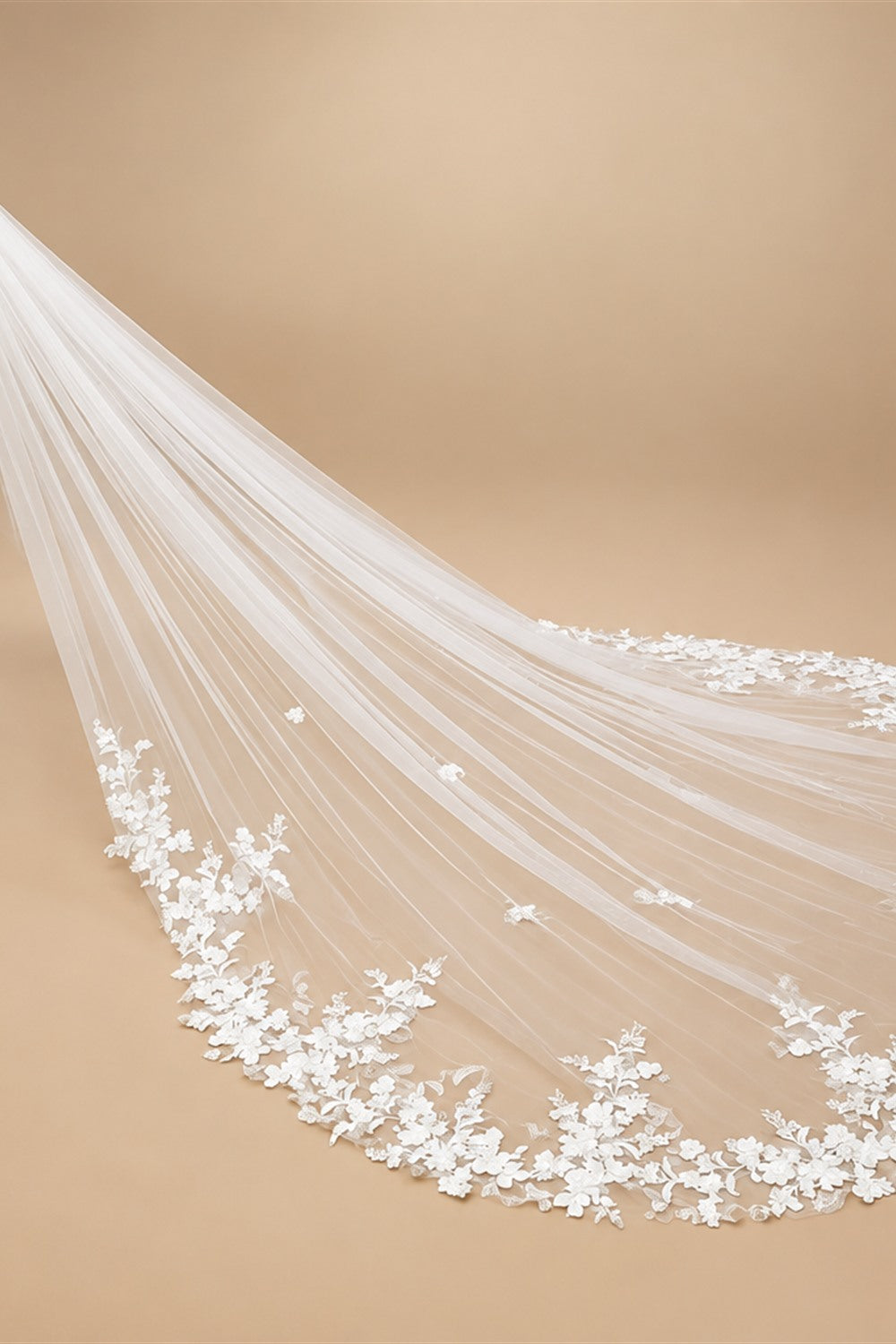 One Layer Cathedral Wedding Veil 3m/4m/5m White Lace Edge Bridal Veil with Comb Ivory Appliqued Real Photo 3m 4m 5m