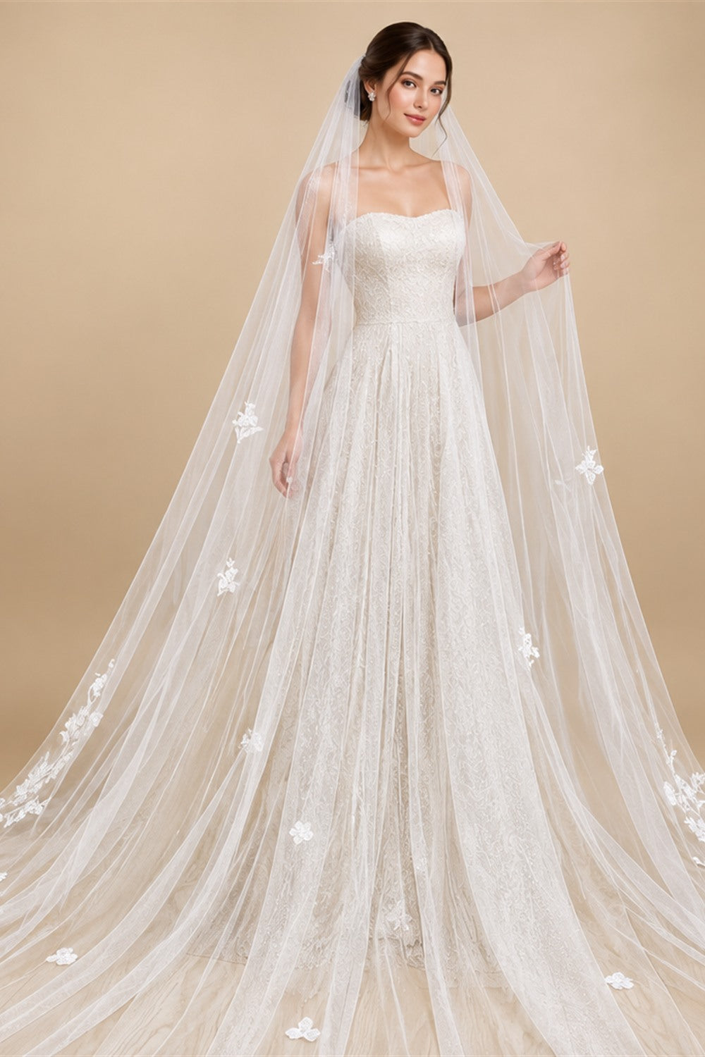 3m Cathedral Wedding Bridal Veil Soft Lace Ivory White Veil with Comb Veu Velo Noiva Wedding Accessories 3m 4m 5m Customizable V