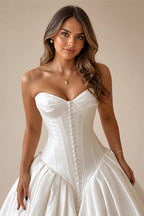 Minimal Sweetheart Neck A Line Wedding Dress Corset Bodice Lace Up Button Bridal Gown Vestido De Novia Robe De Mariée Customized