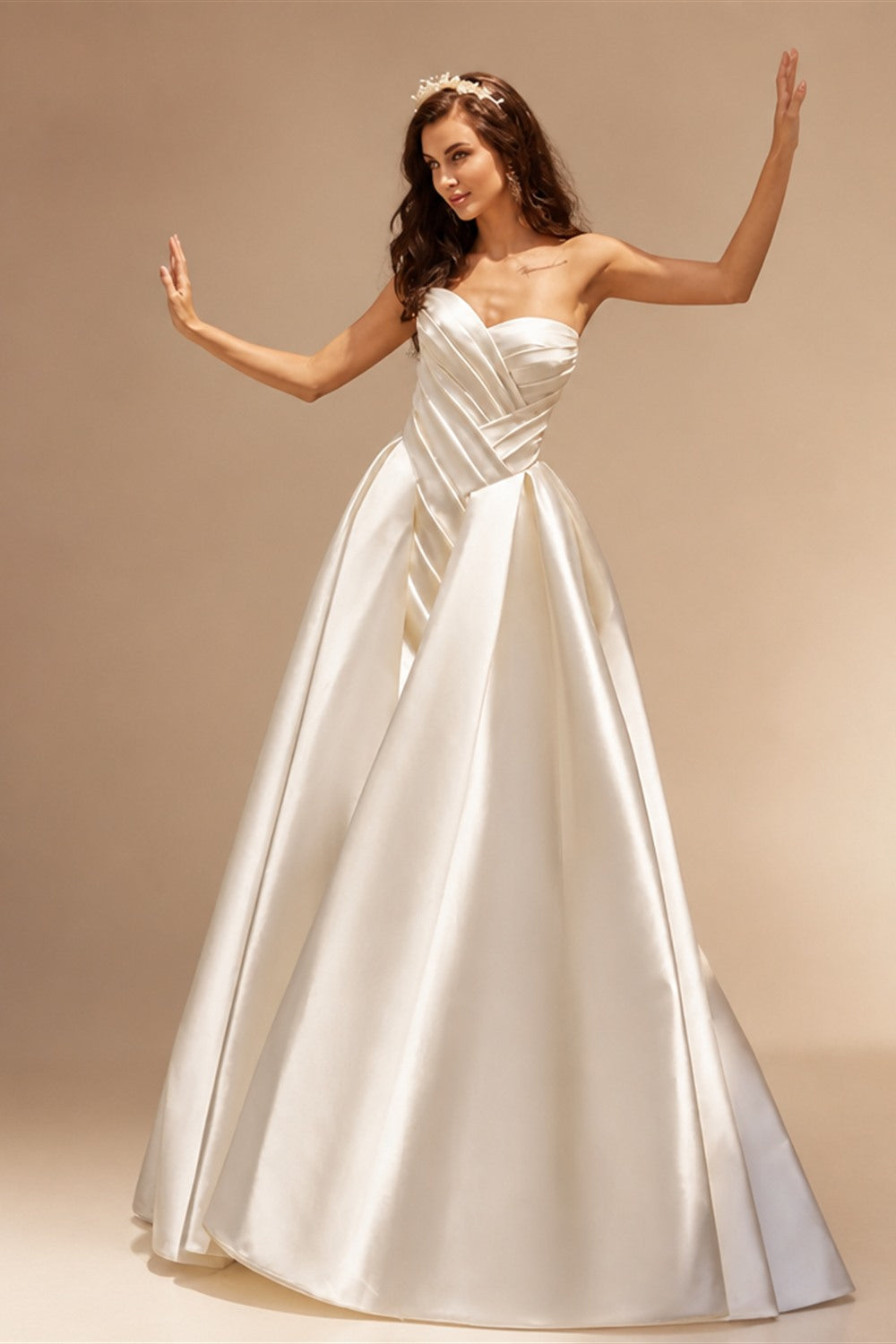 LelaAcra Sleeveless Satin A-Line Wedding Dress 2026 Sweetheart Backless Princess Bride Gown SM184 Plus Size Vestido De Noiva