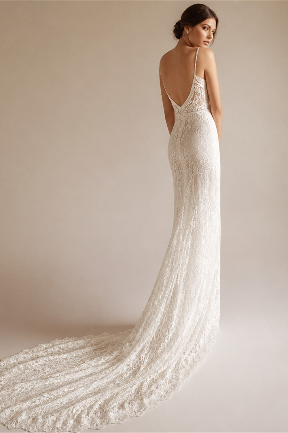 LORIE Lace Mermaid Wedding Dress 2019 Vestidos de novia Spaghetti Straps Lace Sexy Bridal Gown Elegant Backless Wedding Gowns
