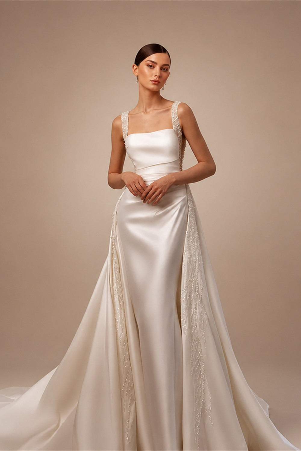 LORIE Luxury Mermaid Wedding Dress Simple Square Collar Bridal Dresses Beading Spaghetti Strap Wedding Gown Customized 2026