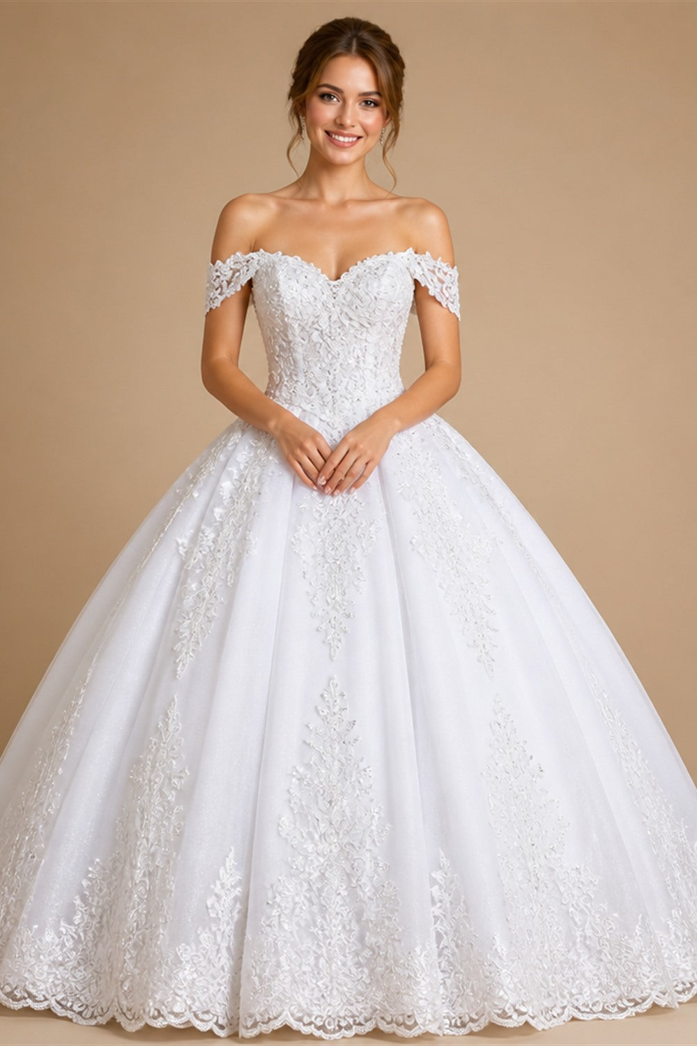 ANGEL Boho A-Line Lace Wedding Dresses Customized For Woman Long Puff Sleeves Tulle Bridal Gowns Applique Bride Dress Plus Size