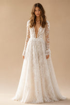 Sexy Deep V Neck Elegant 2027 Wedding Dresses Boho Backless 3D Flora Lace Appliques Beach Bridal Gown Custom Vestido De Novia
