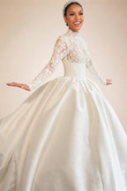 Mocaca Customized Elegant Wedding Dress High-neck Ball Gown Princess Bride Gown Luxury A-line Long Bridal Vestidos De Novia