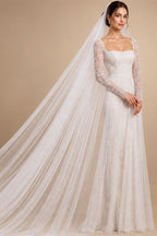Wholesale white Ivory 3*3 Meter Cathedral wedding veils Lace Appliques Bridal veil