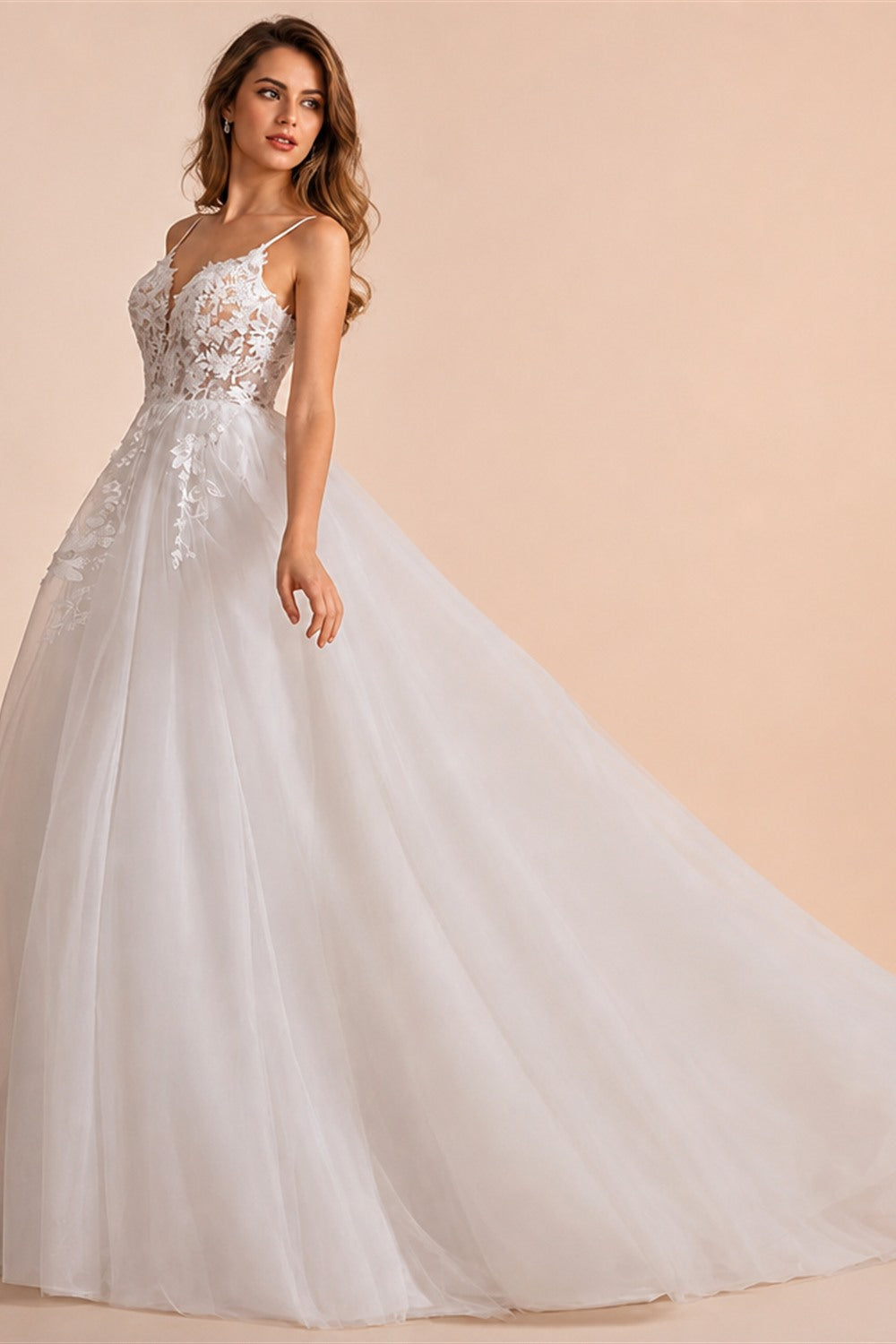 BEPEITHY Customized Boho Ivory A Line Lace Wedding Dresses For Bride Women 2023 Floor Length Sexy Garden White Bridal Gown New