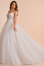 BEPEITHY Customized Boho Ivory A Line Lace Wedding Dresses For Bride Women 2023 Floor Length Sexy Garden White Bridal Gown New