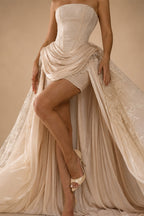 Strapless Corset Wedding Dresses with High-Low Lace Train ZP025