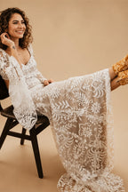 Boho Long Batwing Sleeves Lace Wedding Dress Drop Ship Customized Mermaid Rustic Beach 2026 Square Neck Open Back Bridal Gowns