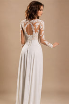 RODDRSYA Wedding Dress Chiffon A line Split Long Sleeve Appliques V Neck Boho Bridal Gowns Backless vestidos de novia Customized