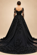 Black Luxury Gothic Wedding Dress Bridal Gown Heavy Beading  ZP199