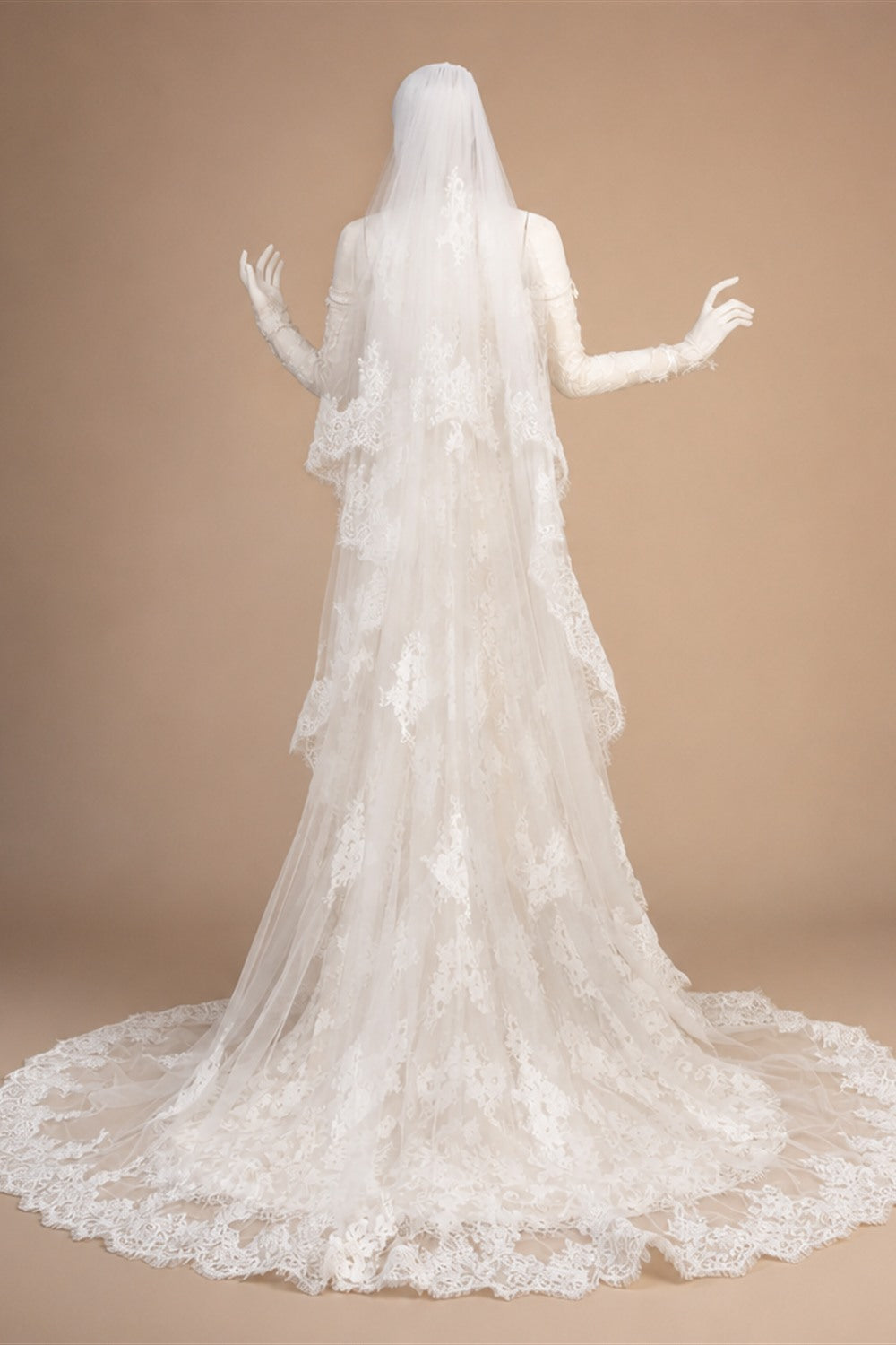 Elegant Ivory Sweetheart Neckline Sheer Lace Mermaid Wedding Dress with Veil ZP133
