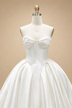 Luxury Sweetheart Satin Ball Gown Wedding Dress with Overskirt ZP185