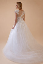 LORI Scoop Lace Applique A Line Wedding Dresses Sleeveless Tulle Boho Bridal Gowns Long Train Elegant Princess Dress Customized