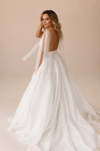 Customized Classic Deep V-neck Organza and Tulle Plus Size Wedding Dress Sexy Backless Court Bridal Gowns