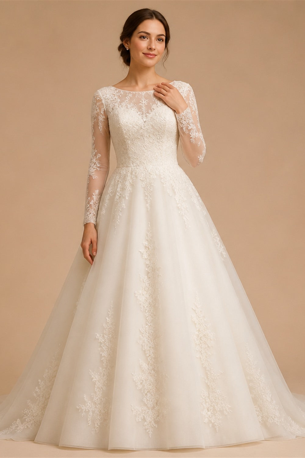 LORIE Boho Lace Elegant Wedding Dresses Low-Cut V-Neck Applique Bride Gowns Princess Spaghetti Strap Bridal Gown PartyCustomized