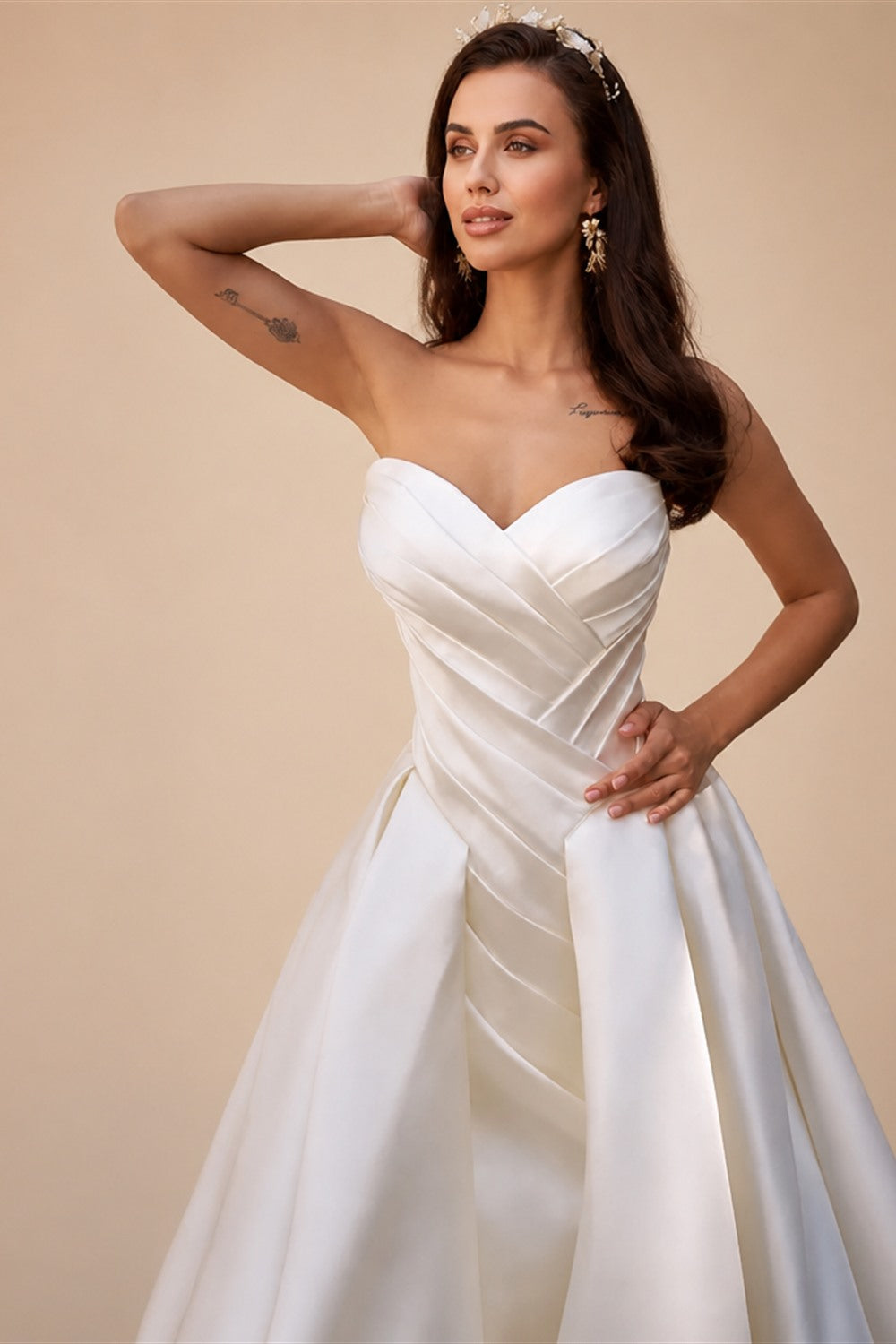 LelaAcra Sleeveless Satin A-Line Wedding Dress 2026 Sweetheart Backless Princess Bride Gown SM184 Plus Size Vestido De Noiva