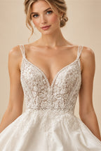 Illusion Lace A Line Chiffon Beach Wedding Dress With Open Back