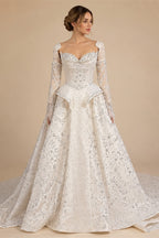 Luxury Off Shoulder Beaded Ball Gown Wedding Dress ZP181