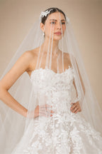 Luxury White Strapless 3D Floral Embroidery Train Wedding Dress ZP150