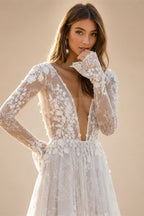 Sexy Deep V Neck Elegant 2027 Wedding Dresses Boho Backless 3D Flora Lace Appliques Beach Bridal Gown Custom Vestido De Novia