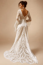 robe mariee boheme Lace Long Sleeve Mermaid Wedding Dress 2025 Boho Customized Bridal Gown for Women vestidos de novia sirena
