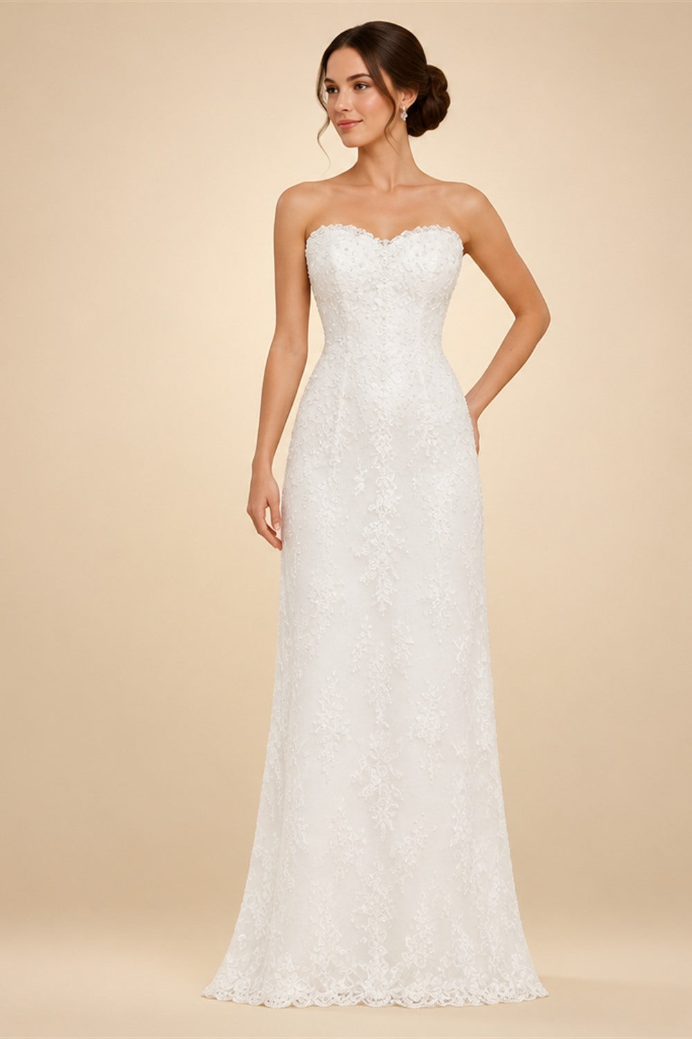 Lace And Chiffon Off Shoulder Cap Sleeve Mermaid Wedding Dress For Bride