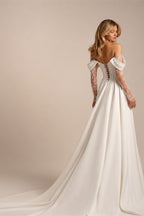 Customized Strapless Corset Designs 3/4 Lace Sleeve Wedding Dress A-Line Front Split Lace Up Bridal Gowns Vestidos De Novia