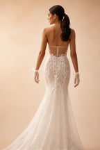 Sleeveless Mermaid Wedding Dress 2026 Sweetheart Lace Backless Bride Gown Princess BECHOYER RY147 Customized Vestido De Noiva