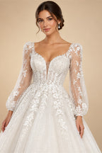 Custom Off Shoulder Wedding Gown With Lace Appliques And Cap Sleeve