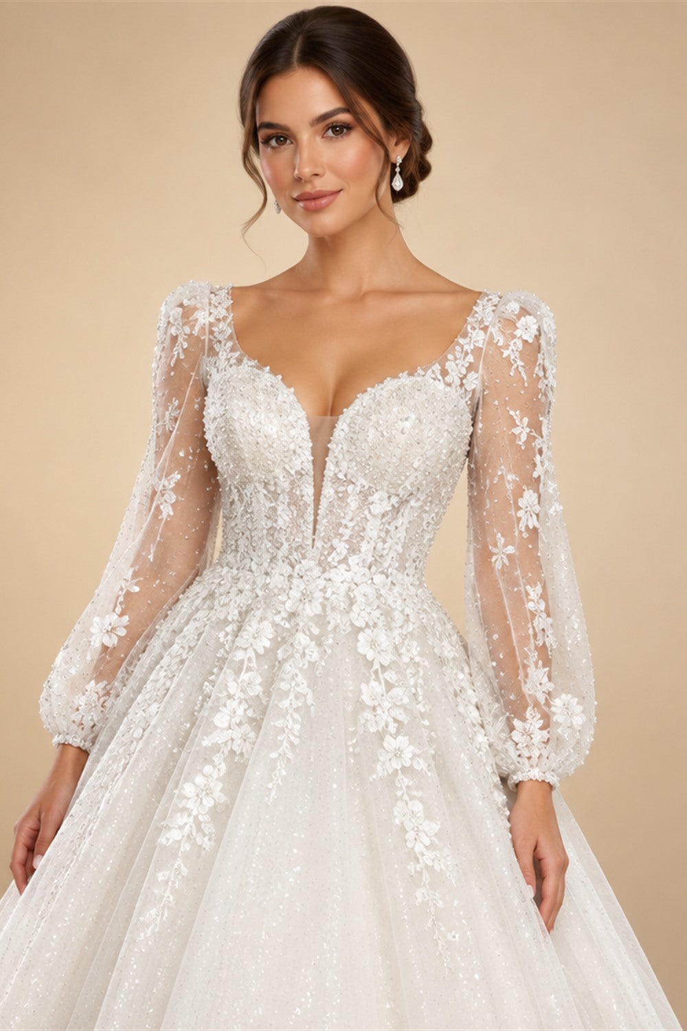 Custom Off Shoulder Wedding Gown With Lace Appliques And Cap Sleeve