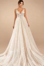 Spaghetti Straps Champagne Boho Wedding Dress For Women Vestido Civil Bridal Church Wedding Gowns suknie slubne