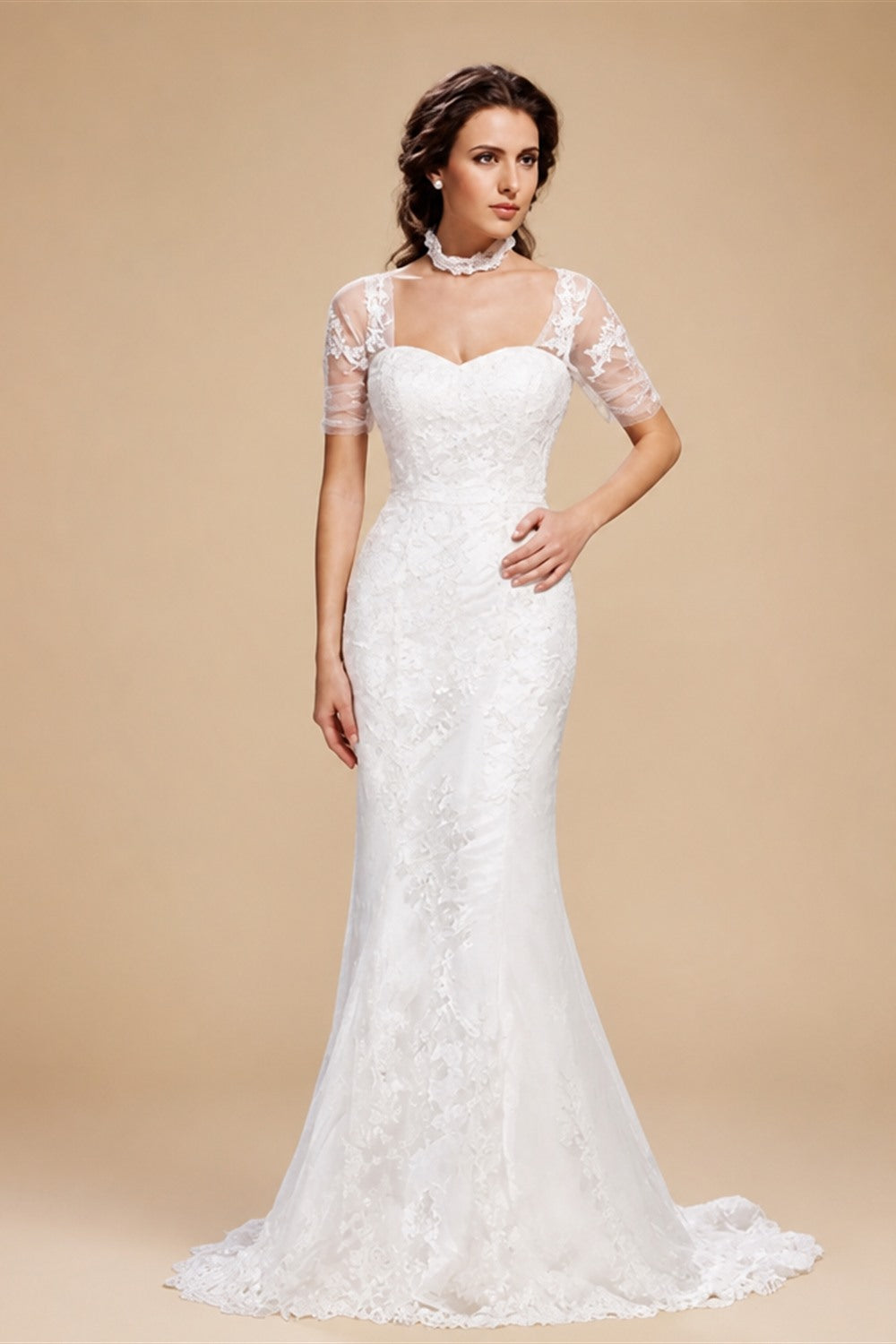 Boho Wedding Dress Short Sleeves Lace Appliques Vestido De Novia 2022 Sexy Chiffon Women Bride Gown Beach Robe Mariage Trouwjurk