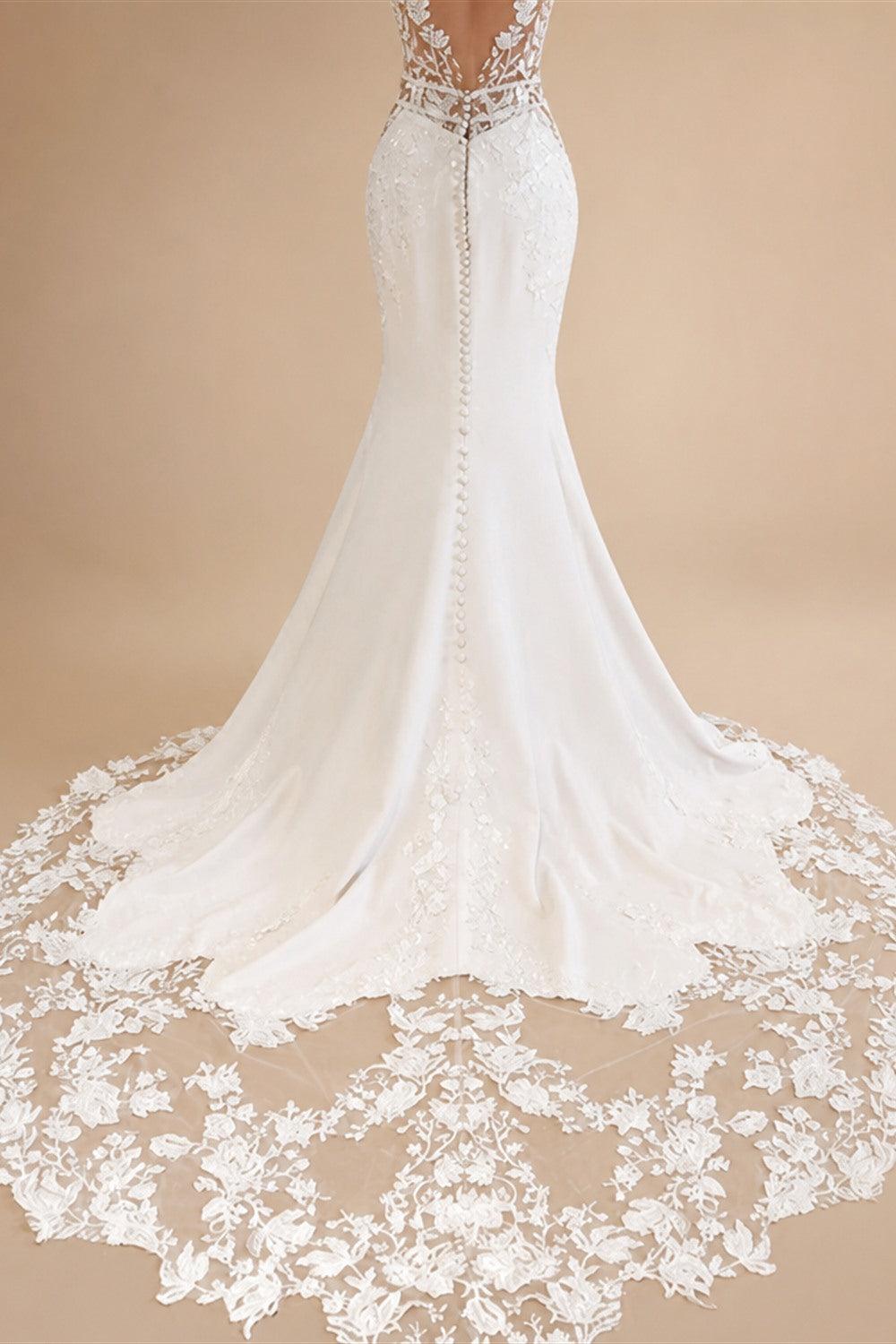 Custom Boho Lace Mermaid Wedding Dress With Romantic Satin Appliques