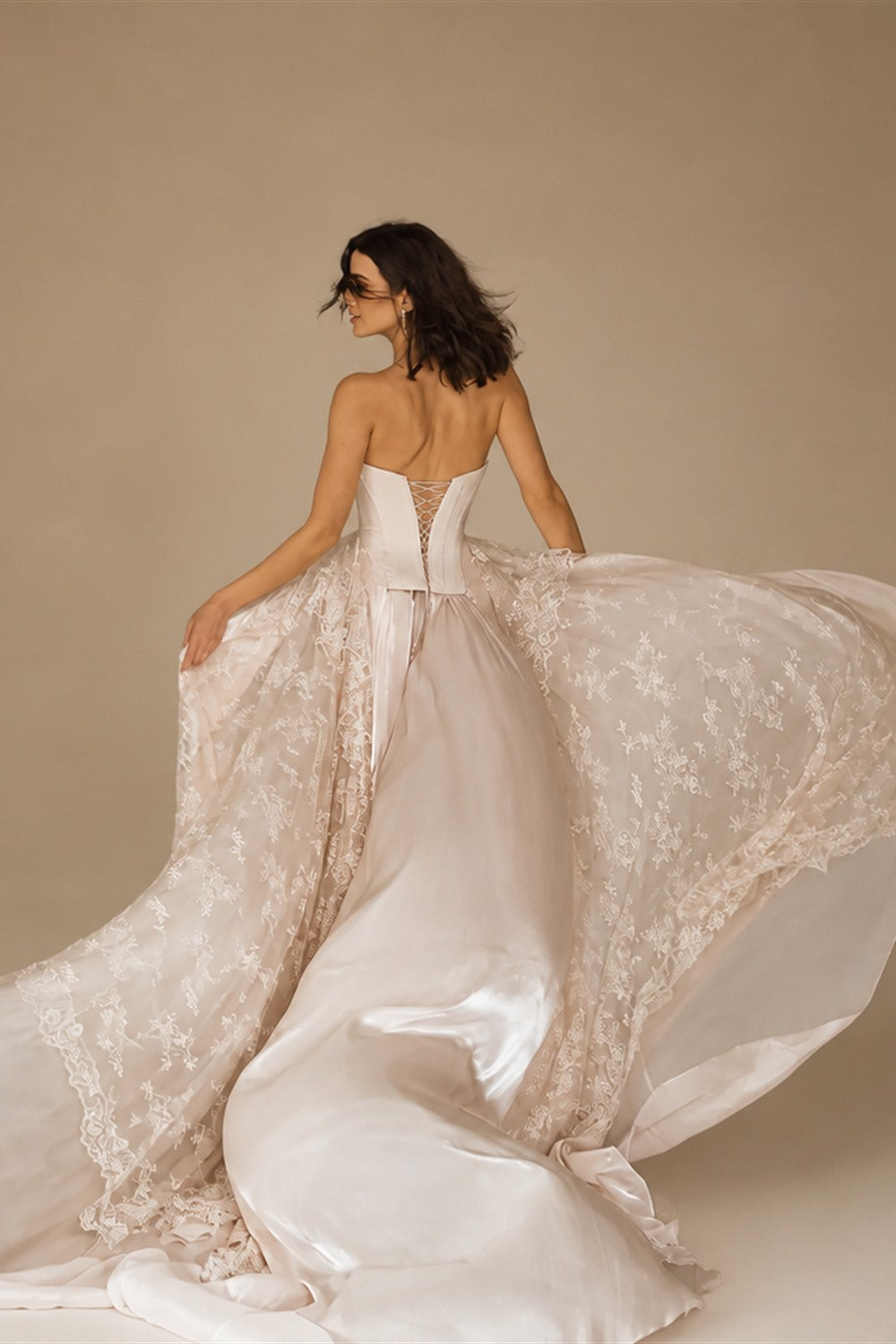 Strapless Corset Wedding Dresses with High-Low Lace Train ZP025