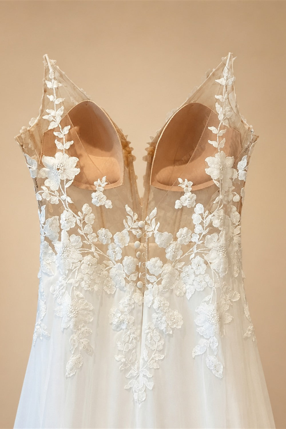 Customized Beach Wedding Dress With Vintage Lace Boho Spaghetti Straps