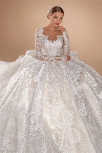 LelaAcra Long Sleeve Ball Gown Wedding Dress 2026 Appliques Sweetheart Backless Princess Bride JK60 customized Vestido de Noiva