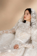 Semor Exquisite Lace High Neck Full Sleeve Wedding Dress Customized 2026 Trumpet Lace Applique Long Robe De Mariée Sweep Train