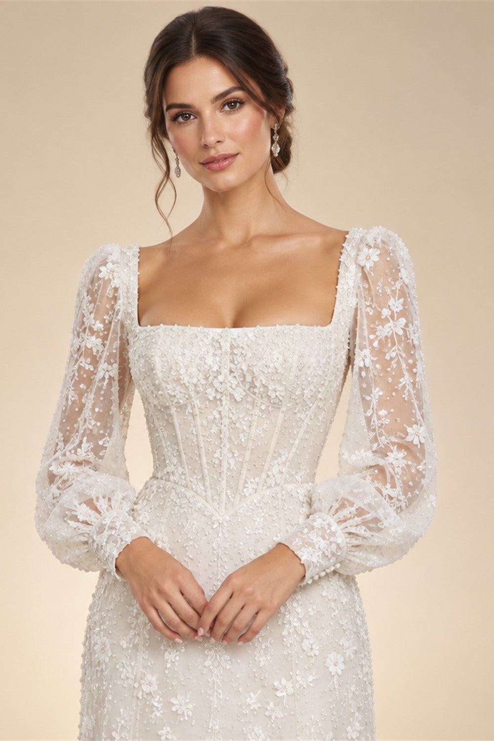 Custom Off Shoulder Wedding Gown With Lace Appliques And Cap Sleeve