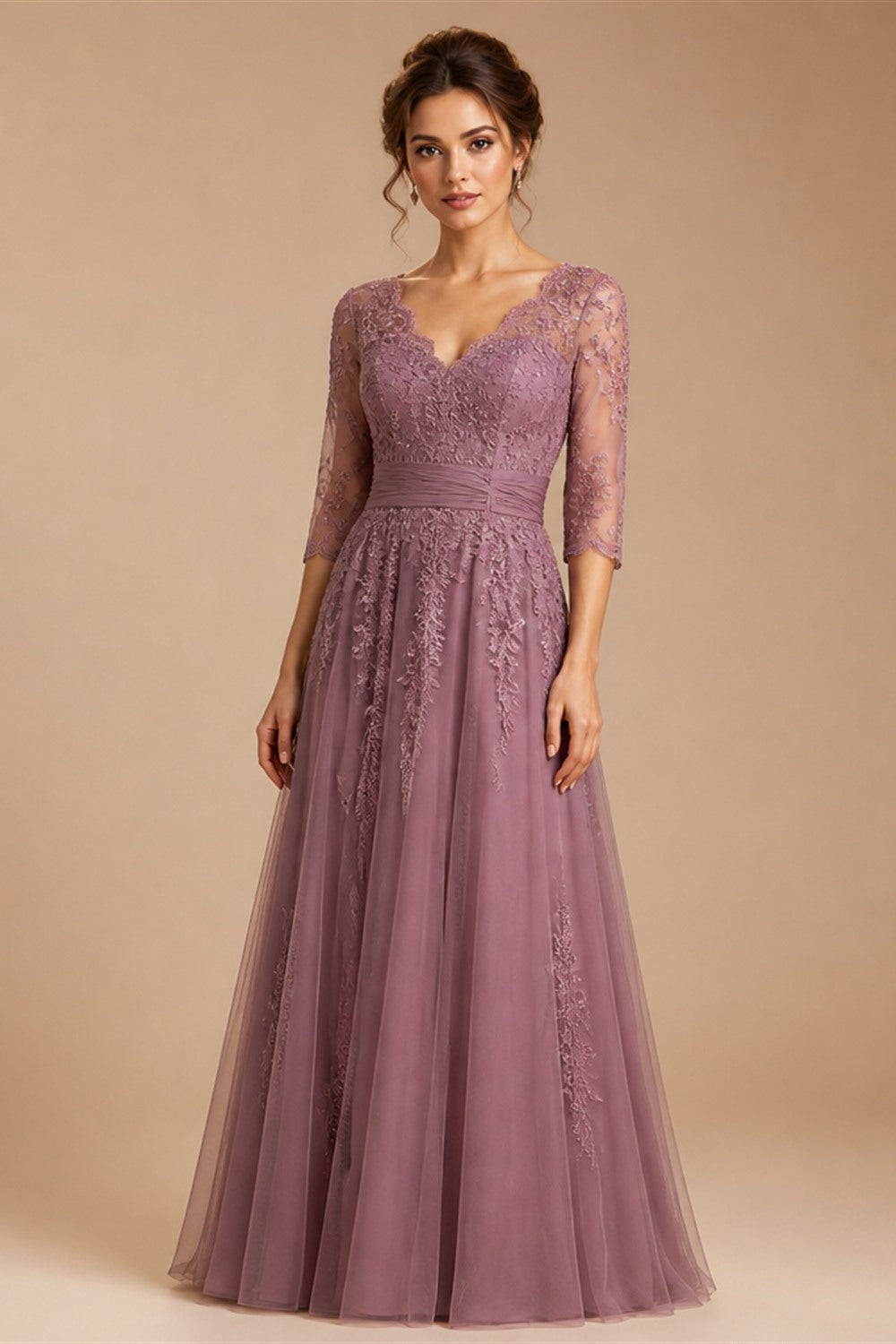 Fashion Full Lace Wedding Dress 3/4 Sleeve Strapless Gown with Front Split Custom Made Vestido De Noiva