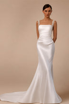LORIE Luxury Mermaid Wedding Dress Simple Square Collar Bridal Dresses Beading Spaghetti Strap Wedding Gown Customized 2026