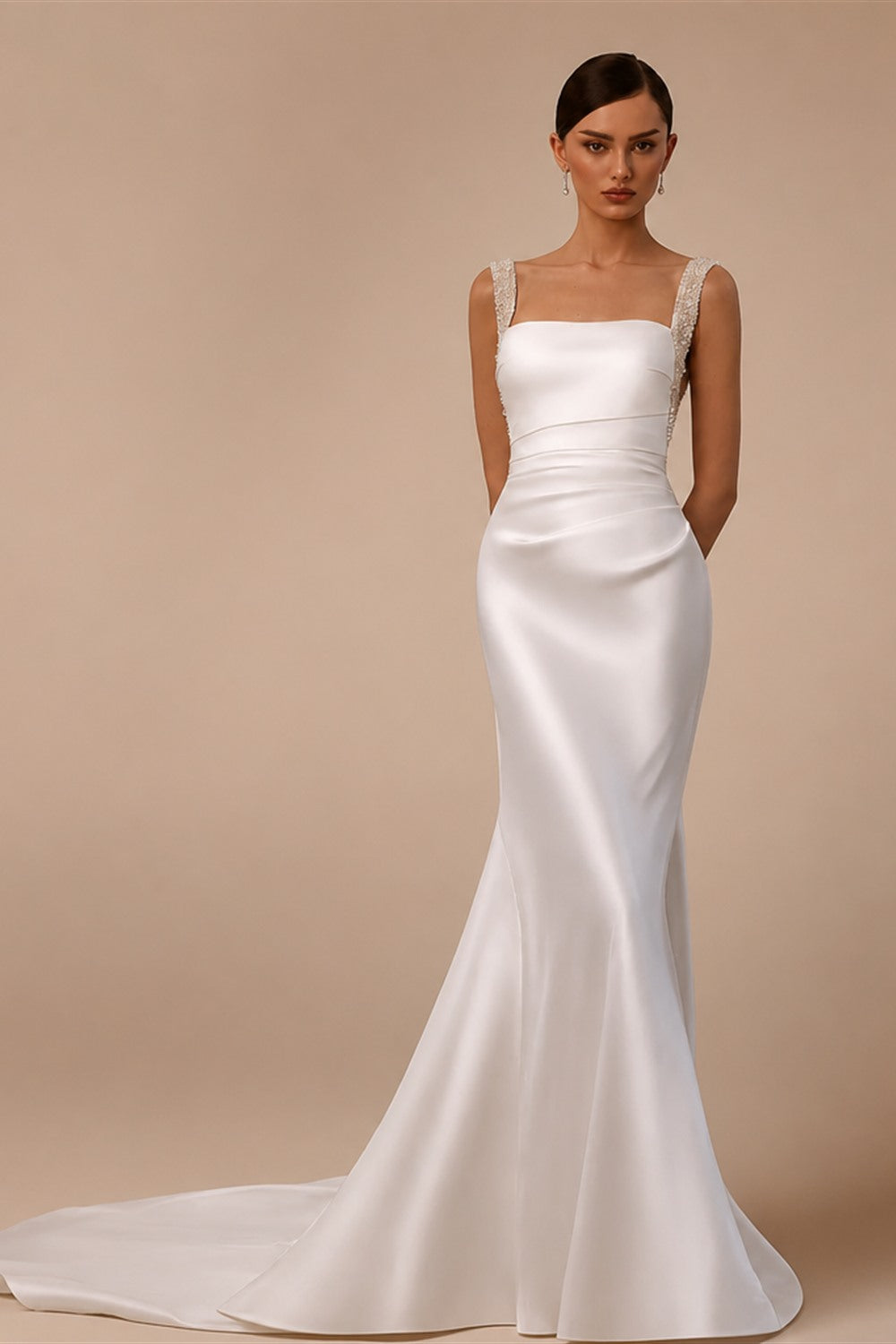 LORIE Luxury Mermaid Wedding Dress Simple Square Collar Bridal Dresses Beading Spaghetti Strap Wedding Gown Customized 2026